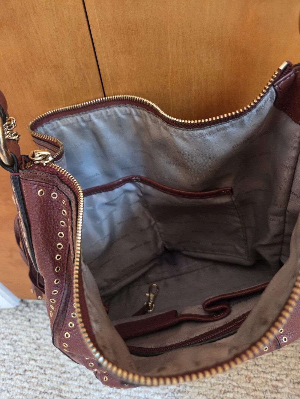 Michael Kors Brooklyn Leather Grommet Shoulder Bag - Picture 8 of 11
